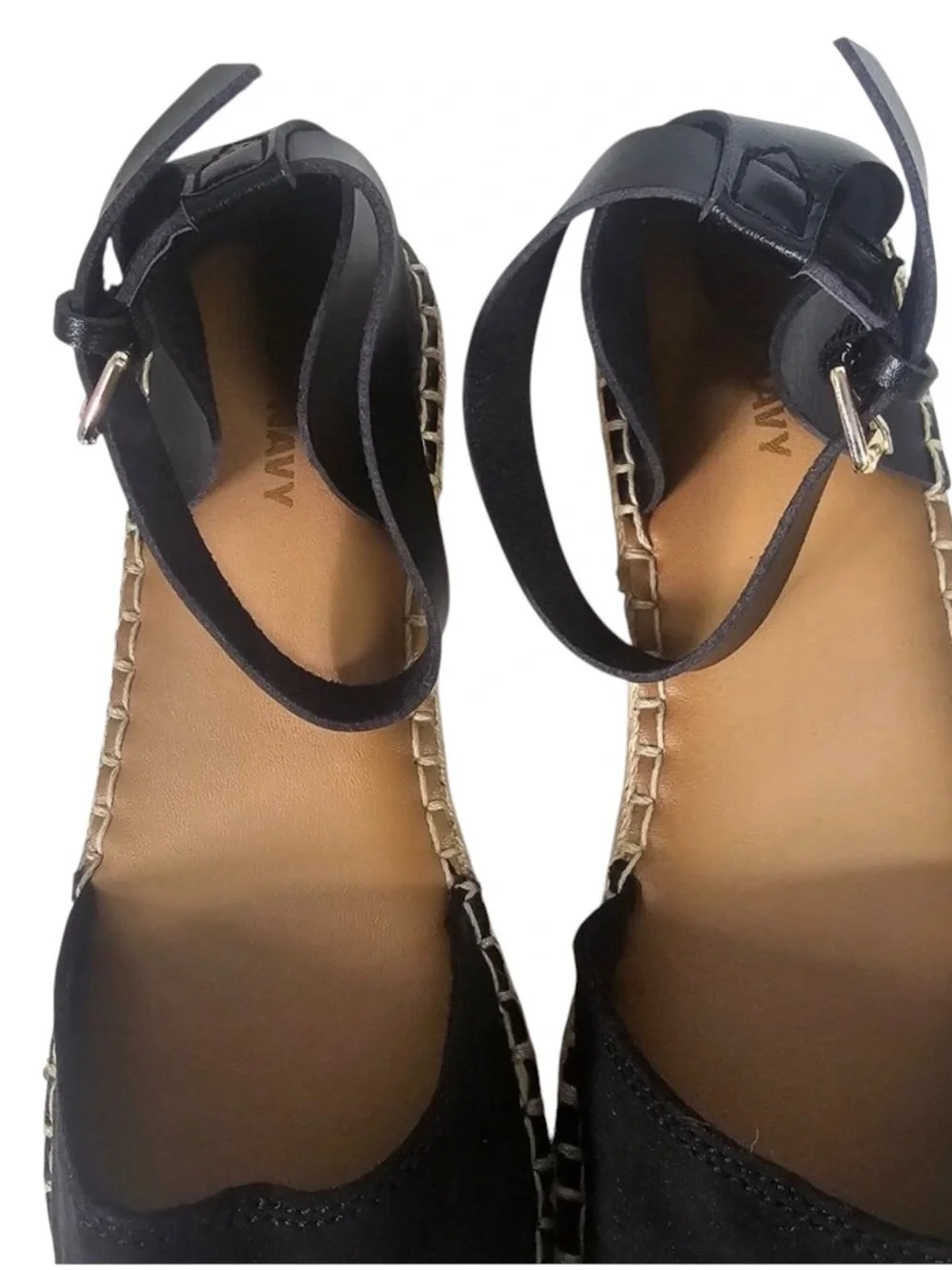 OLD NAVY black canvas & faux leather espadrilles size 10 - Like New